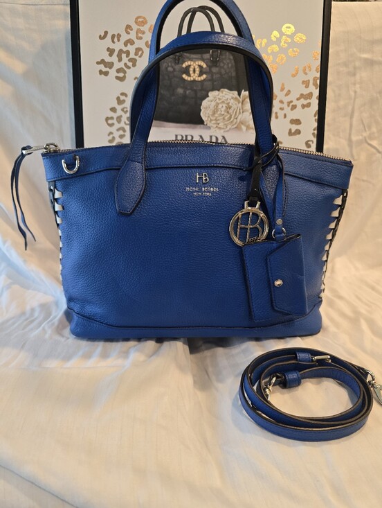 henri bendel Handbags - Henri Bendell Royal Blue With Whip Stitching And Two Bag Charms.